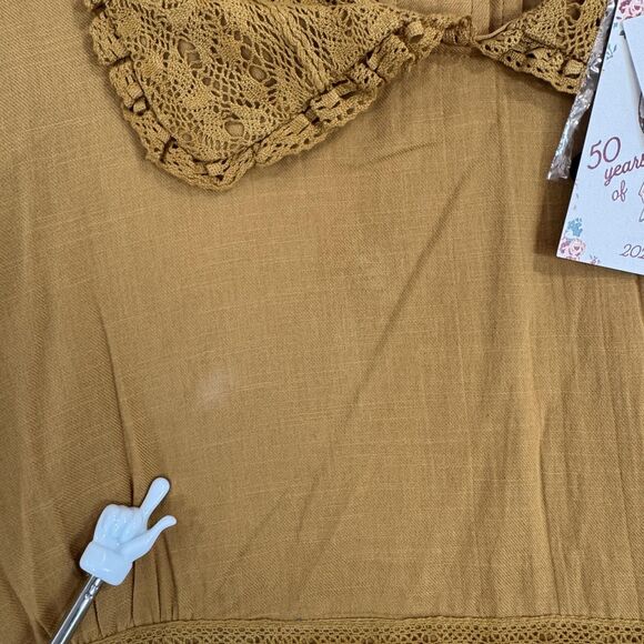 April Cornell My Dear Austin Dress Women's XL Gold Cotton Boho Prairie Maxi - Picture 6 of 10